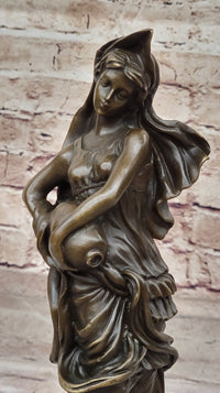 Aquarius Watercarrier Girl Carrying Jug - Bronze Sculpture by Milo