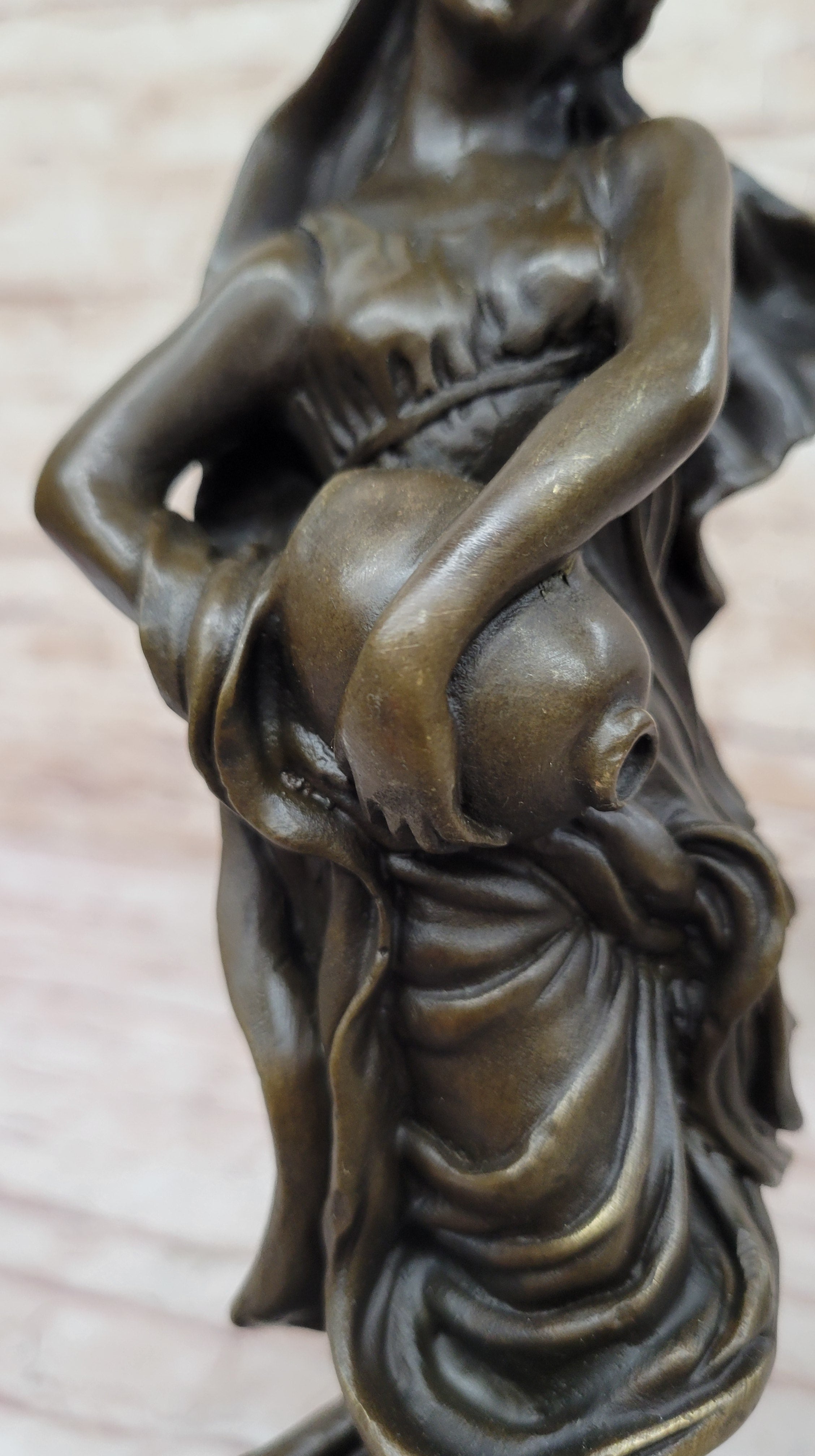 Aquarius Watercarrier Girl Carrying Jug - Bronze Sculpture by Milo