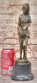 Water Bearer Young Woman Bronze Sculpture by Milo on Marble Base