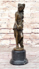 Water Bearer Young Woman Bronze Sculpture by Milo on Marble Base