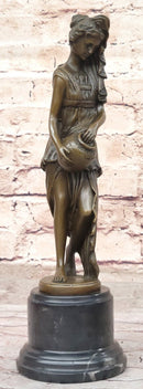 Water Bearer Young Woman Bronze Sculpture by Milo on Marble Base