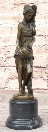 Water Bearer Young Woman Bronze Sculpture by Milo on Marble Base