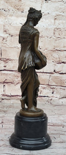 Water Bearer Young Woman Bronze Sculpture by Milo on Marble Base