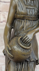 Water Bearer Young Woman Bronze Sculpture by Milo on Marble Base
