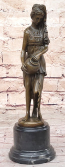 Water Bearer Young Woman Bronze Sculpture by Milo on Marble Base