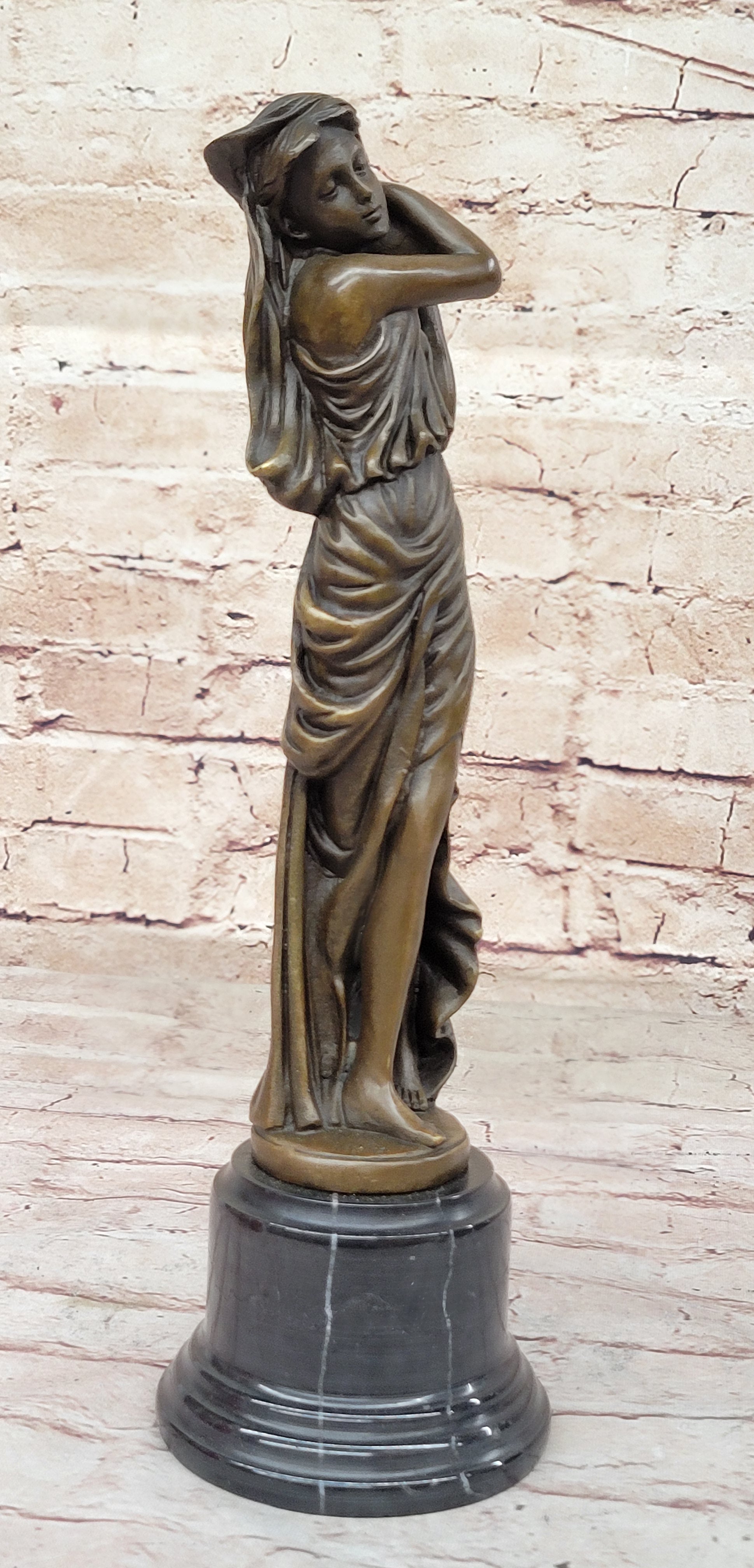 Female Figure Carrying Jar Roman Maiden Hot Cast Bronze Sculpture