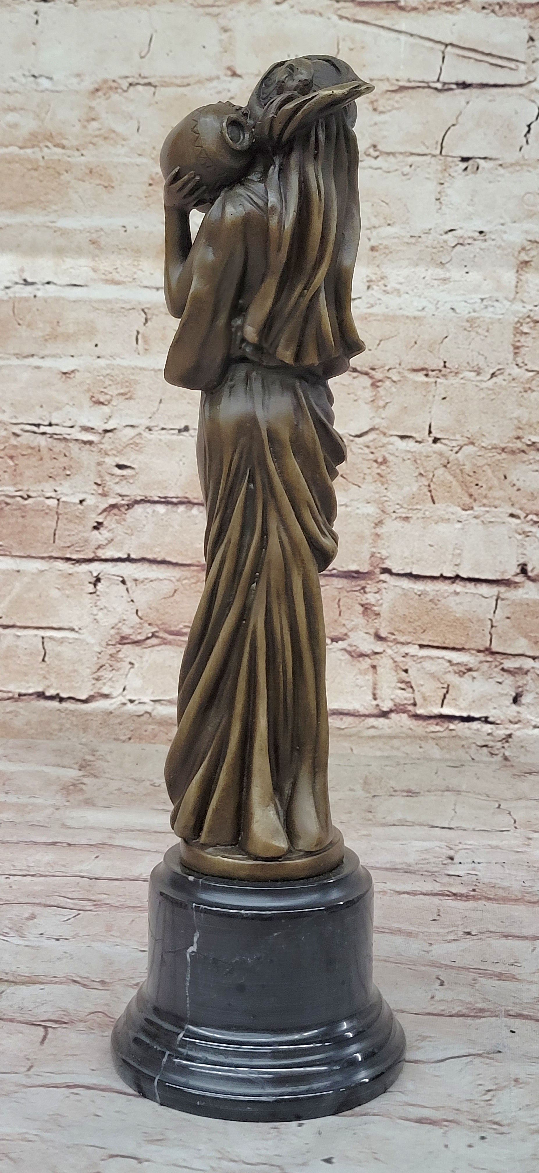 Female Figure Carrying Jar Roman Maiden Hot Cast Bronze Sculpture