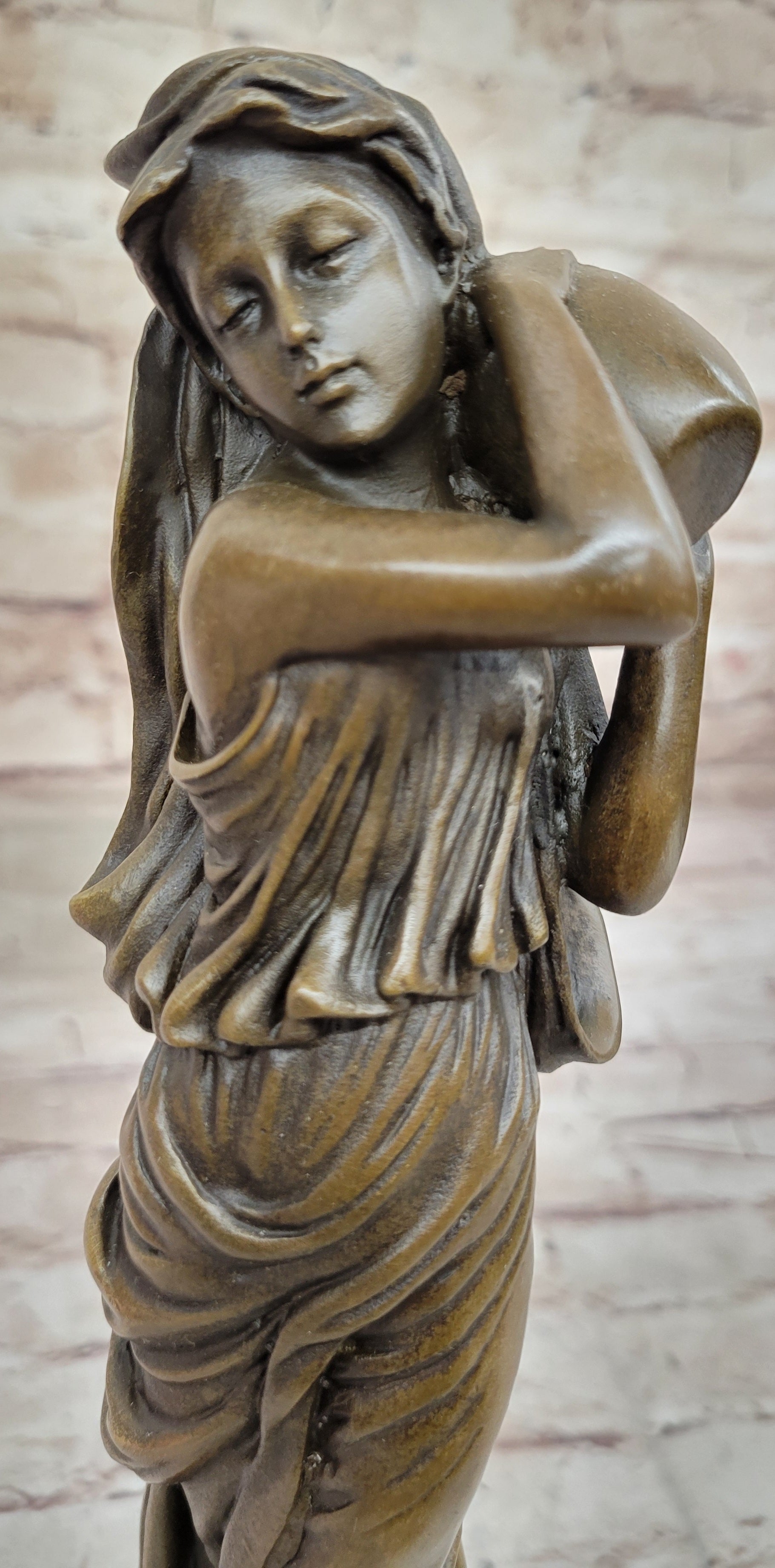 Female Figure Carrying Jar Roman Maiden Hot Cast Bronze Sculpture