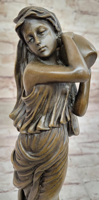 Female Figure Carrying Jar Roman Maiden Hot Cast Bronze Sculpture