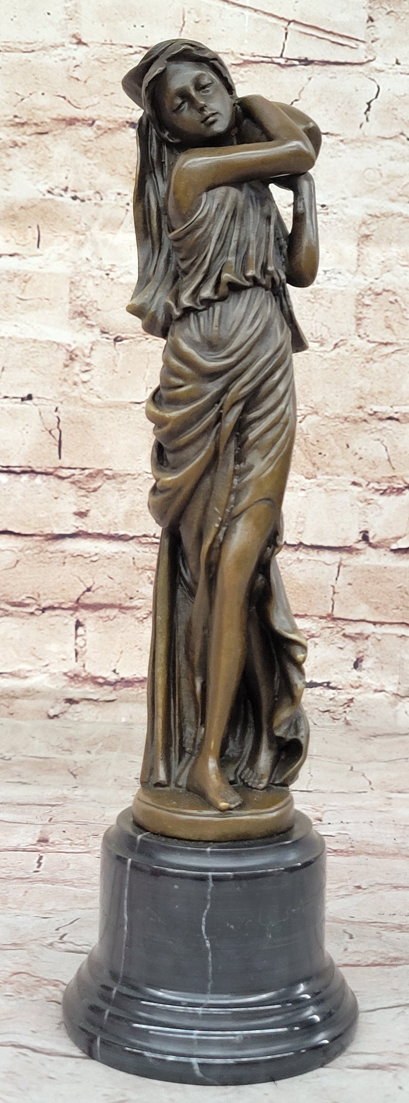 Female Figure Carrying Jar Roman Maiden Hot Cast Bronze Sculpture