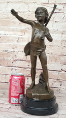 Hot Cast Bronze Young Boy w/ Lute by Auguste Moreau