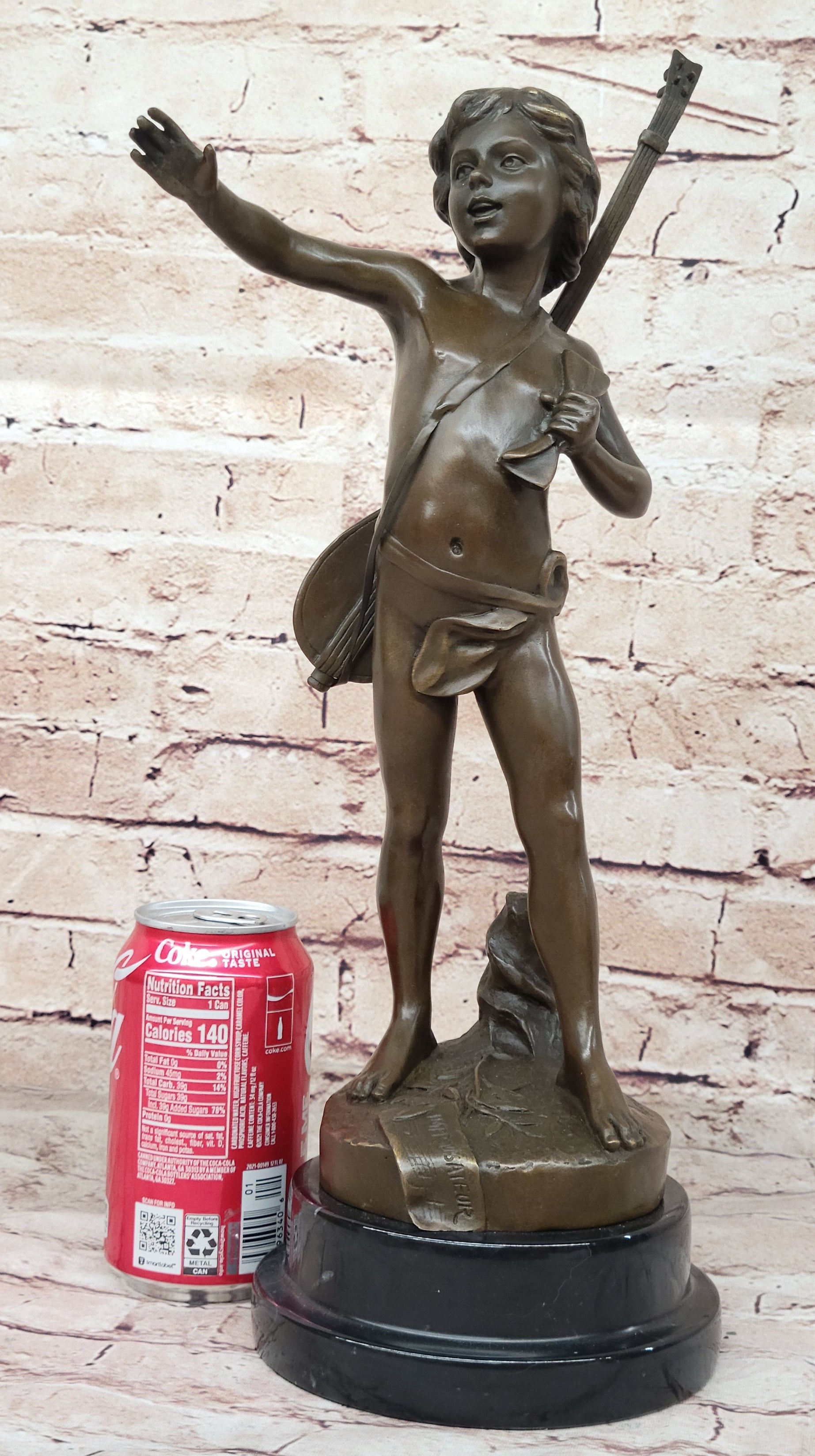 Hot Cast Bronze Young Boy w/ Lute by Auguste Moreau