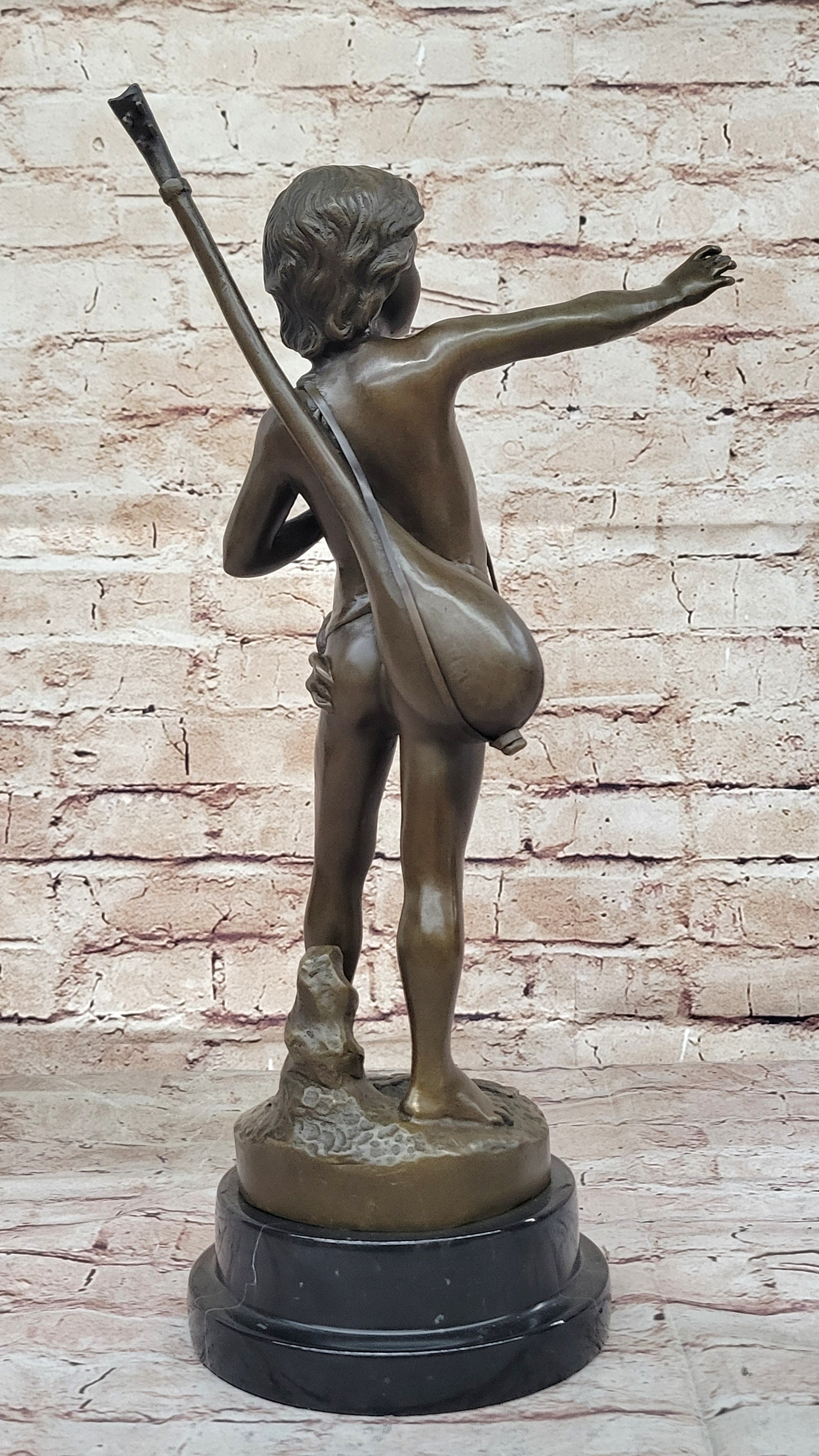 Hot Cast Bronze Young Boy w/ Lute by Auguste Moreau