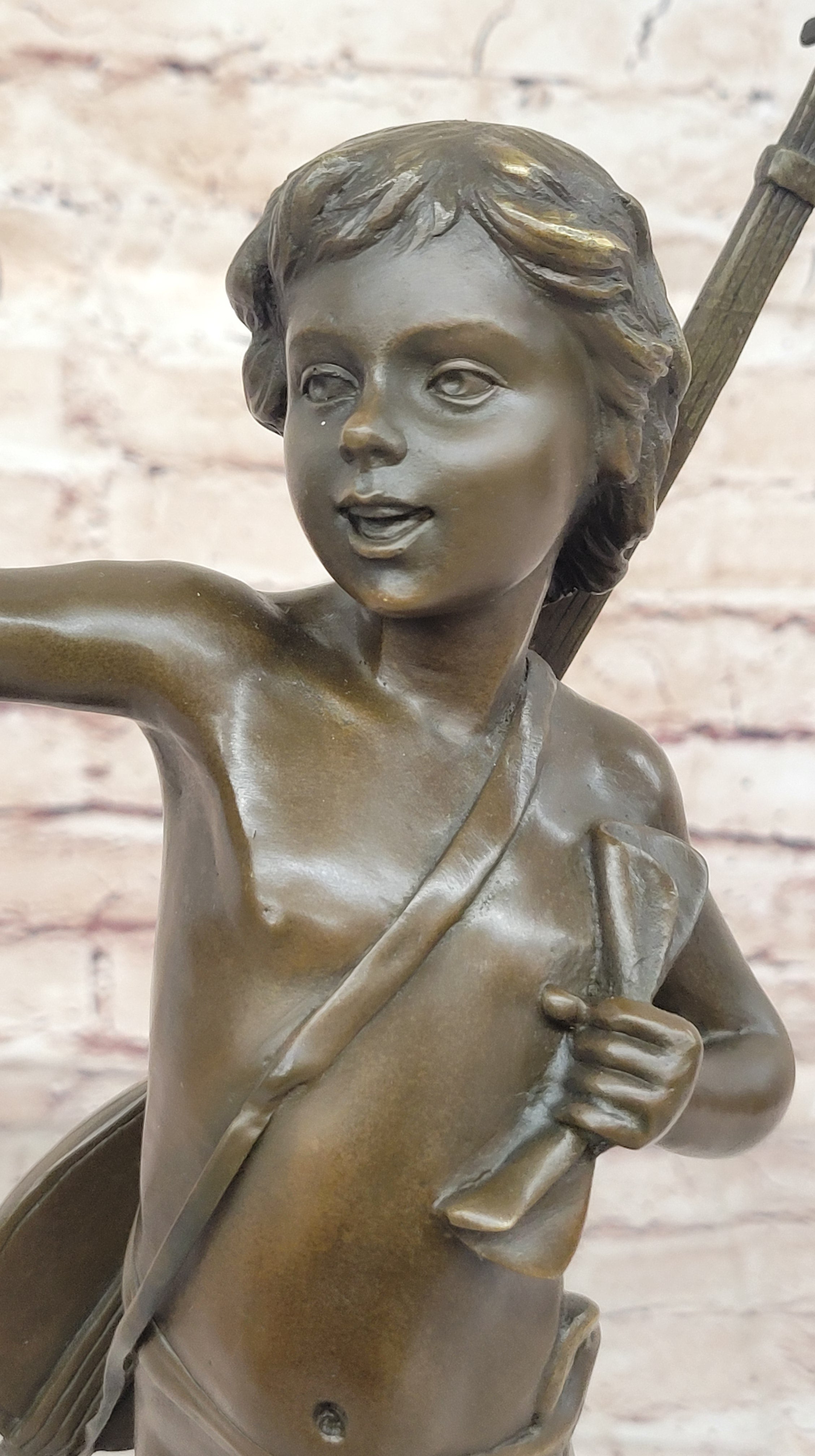 Hot Cast Bronze Young Boy w/ Lute by Auguste Moreau