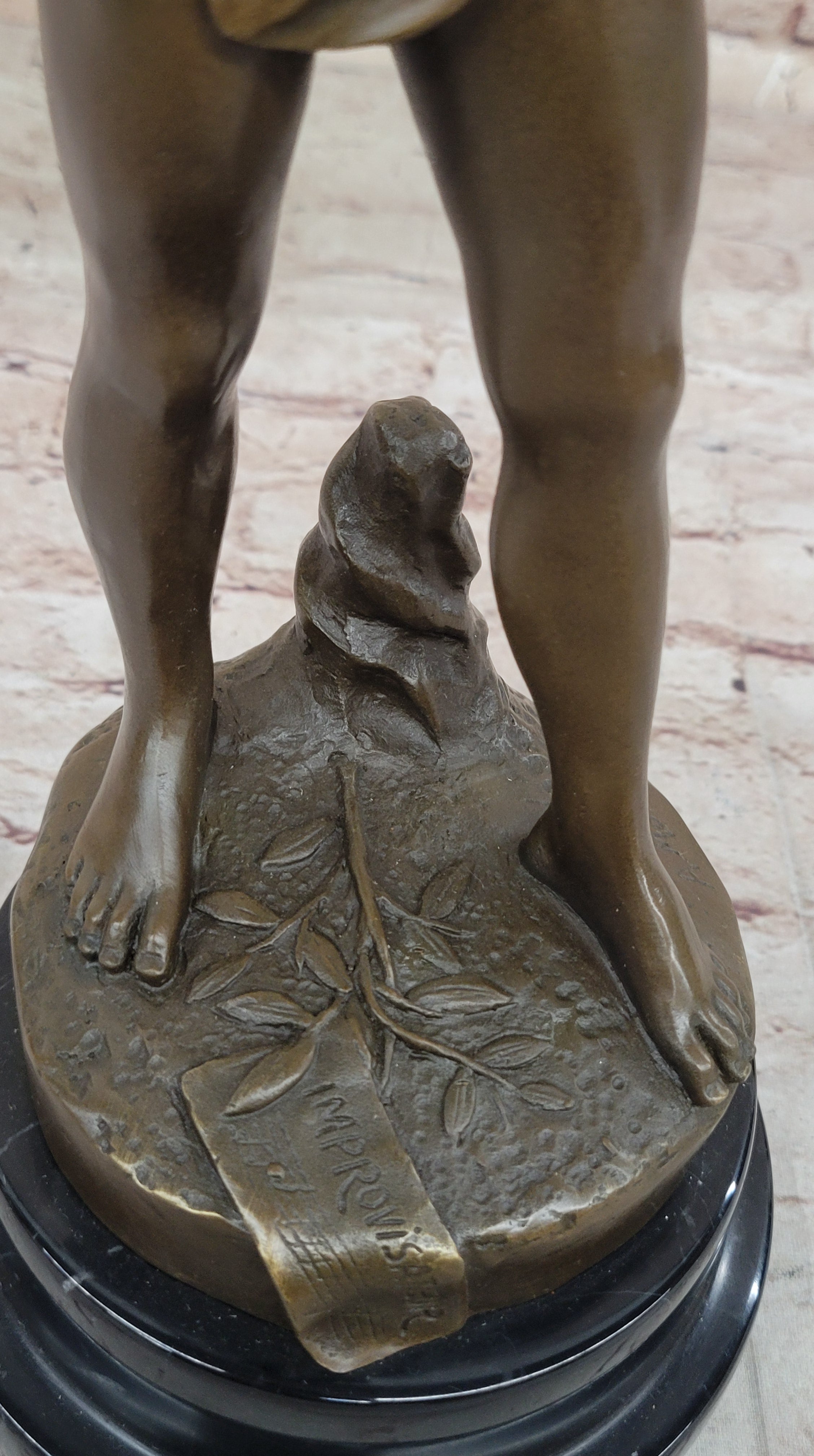 Hot Cast Bronze Young Boy w/ Lute by Auguste Moreau