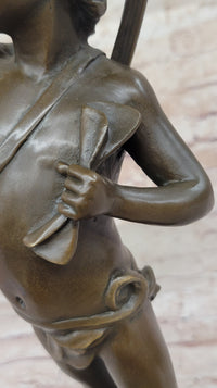 Hot Cast Bronze Young Boy w/ Lute by Auguste Moreau