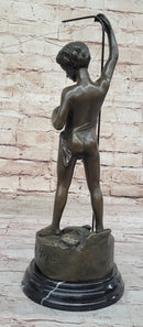 Young Boy Fishing - Bronze Sculpture by A. Bofill