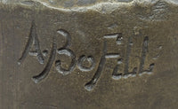 Young Boy Fishing - Bronze Sculpture by A. Bofill