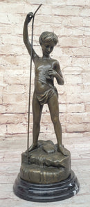 Young Boy Fishing - Bronze Sculpture by A. Bofill