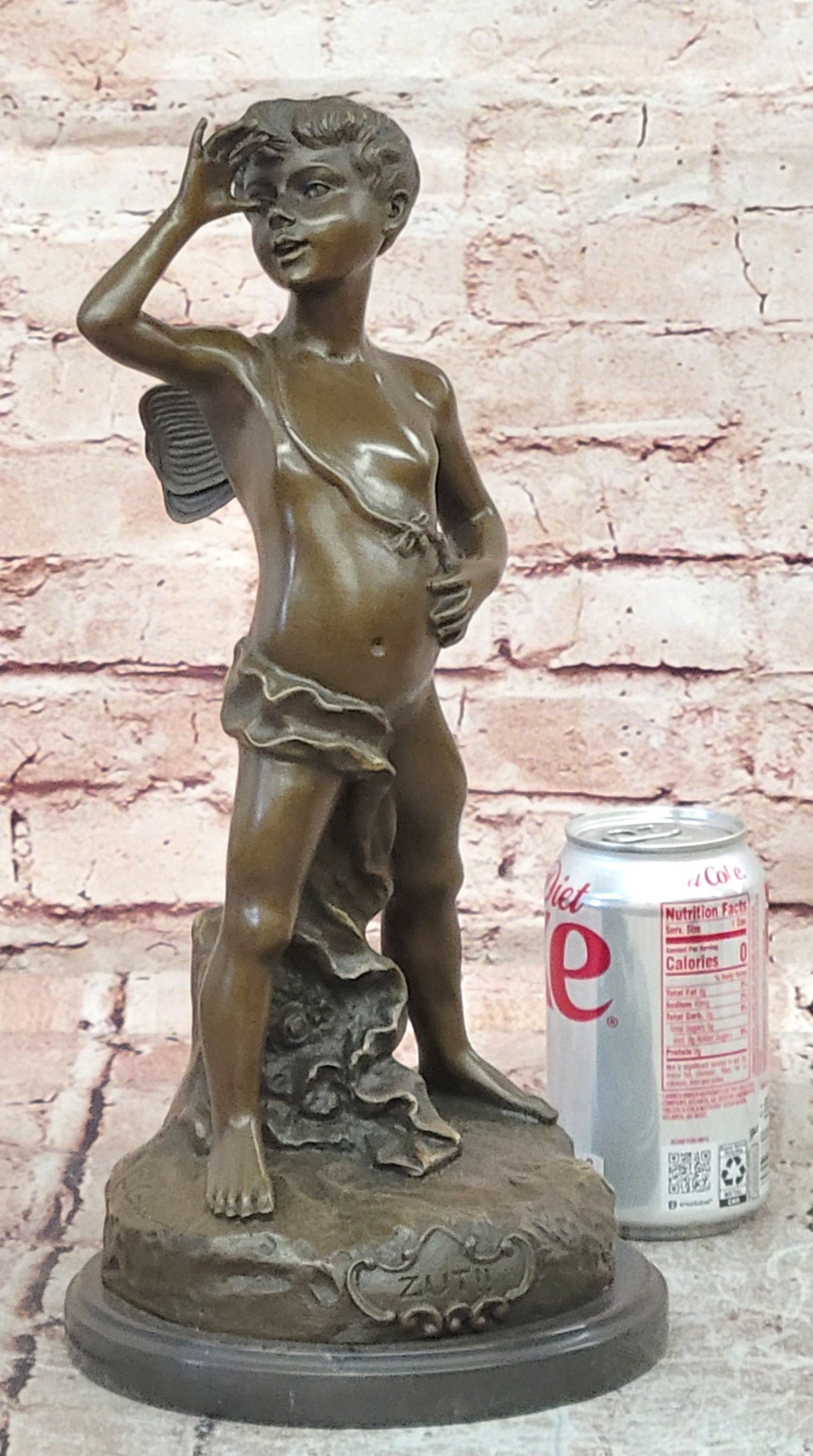 Signed Alphonse Colle Boy Thumbing Nose Genuine Bronze Sculpture Hand Made