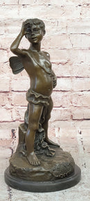 Signed Alphonse Colle Boy Thumbing Nose Genuine Bronze Sculpture Hand Made