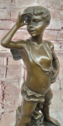 Signed Alphonse Colle Boy Thumbing Nose Genuine Bronze Sculpture Hand Made