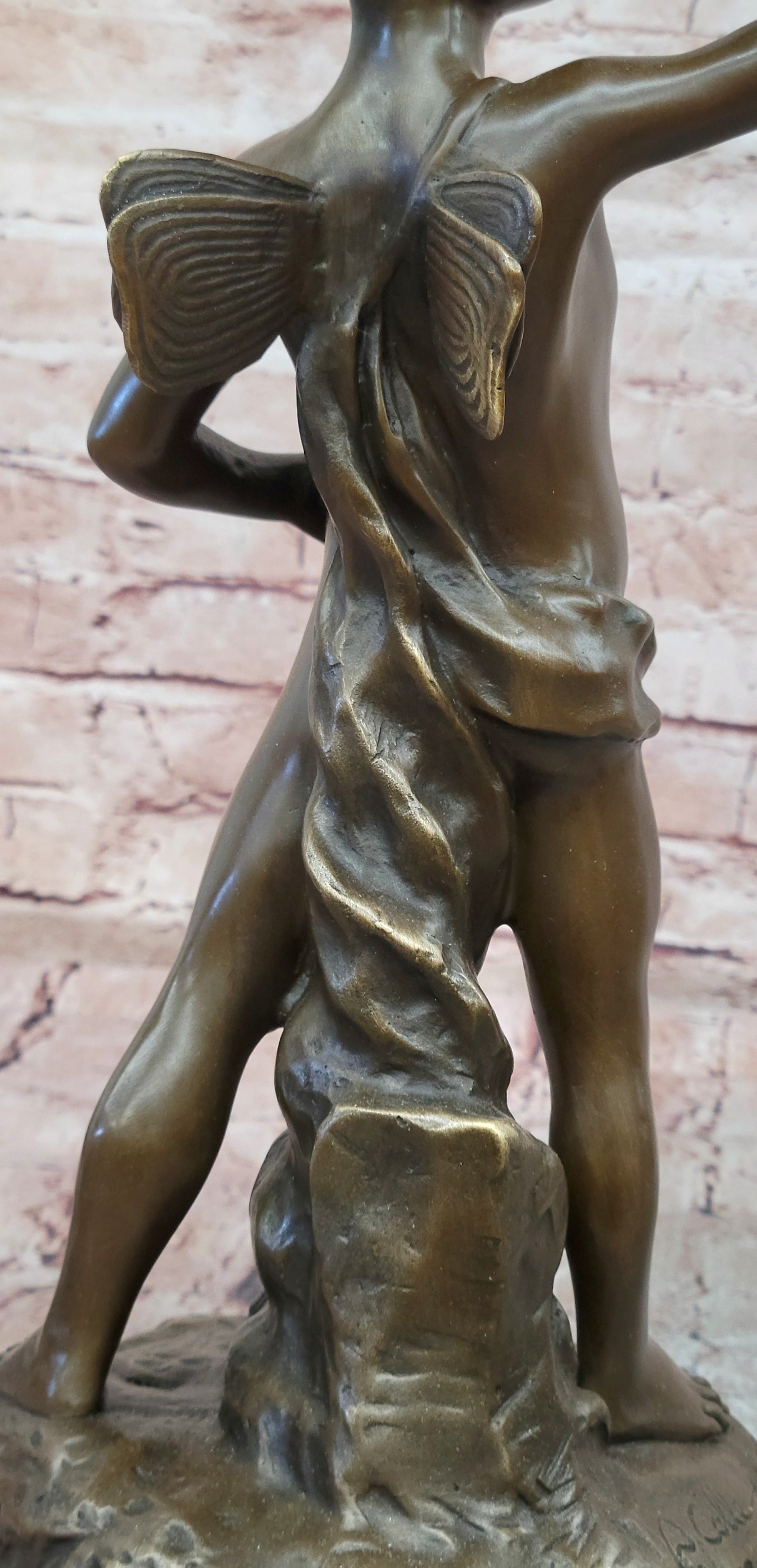 Signed Alphonse Colle Boy Thumbing Nose Genuine Bronze Sculpture Hand Made