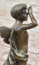 Signed Alphonse Colle Boy Thumbing Nose Genuine Bronze Sculpture Hand Made
