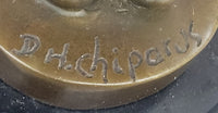 Young Girl Going to School w/ Book Bag - Bronze on Marble
