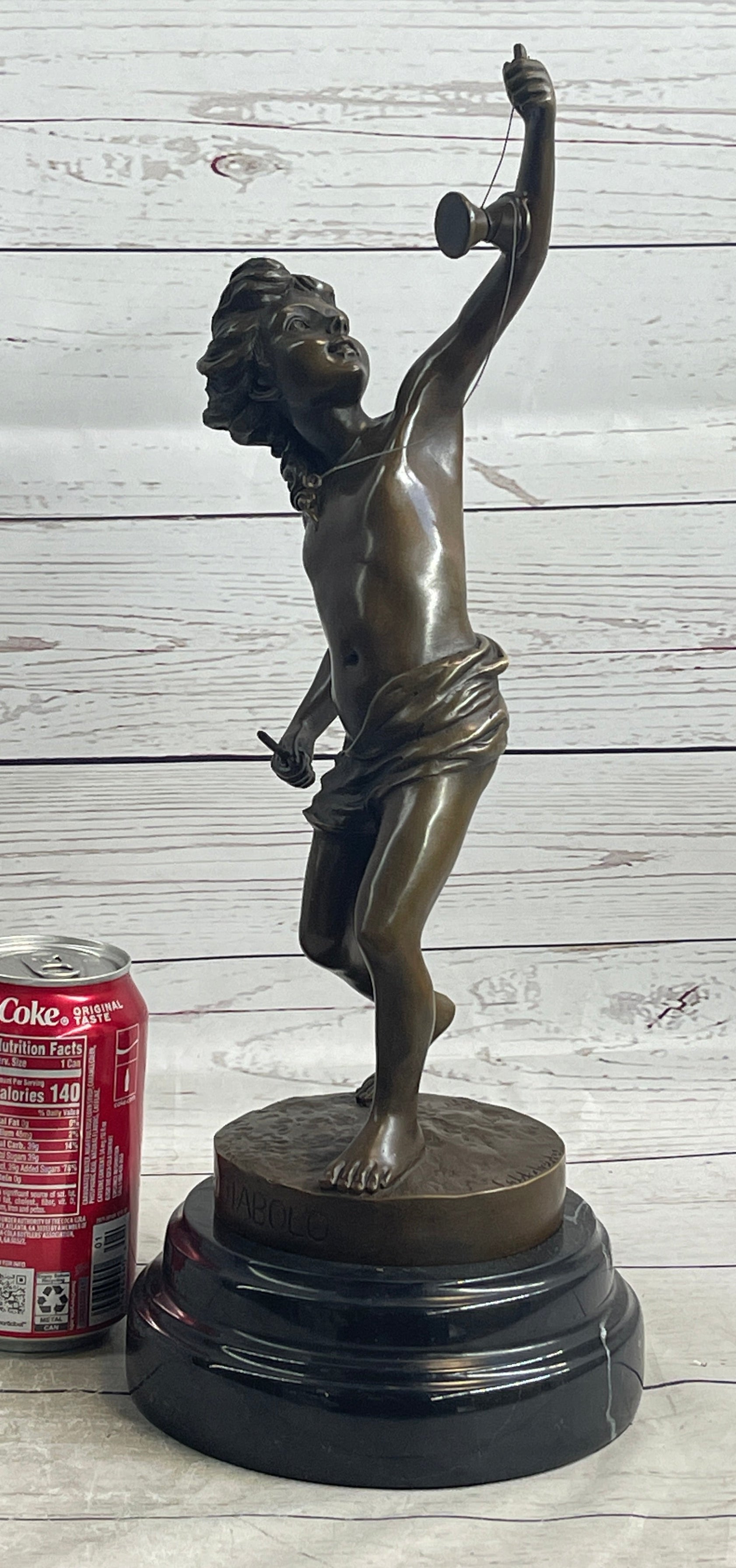 LB Diabolo Signed Goldscheider Young Boy With Sling Bronze