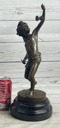 LB Diabolo Signed Goldscheider Young Boy With Sling Bronze