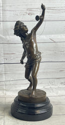 LB Diabolo Signed Goldscheider Young Boy With Sling Bronze