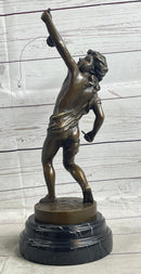 LB Diabolo Signed Goldscheider Young Boy With Sling Bronze