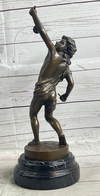 LB Diabolo Signed Goldscheider Young Boy With Sling Bronze