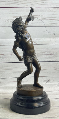 LB Diabolo Signed Goldscheider Young Boy With Sling Bronze