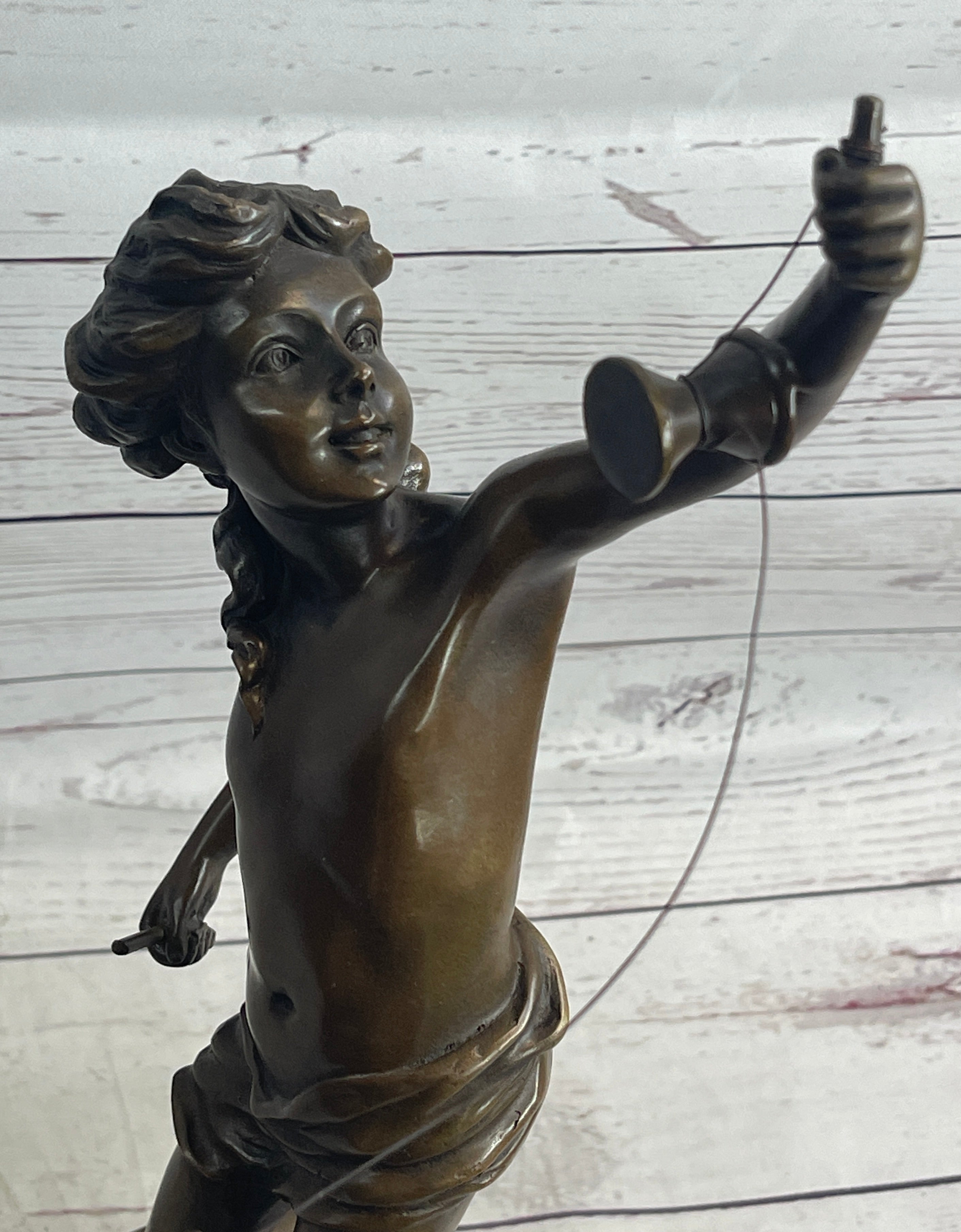 LB Diabolo Signed Goldscheider Young Boy With Sling Bronze