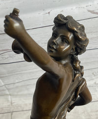 LB Diabolo Signed Goldscheider Young Boy With Sling Bronze