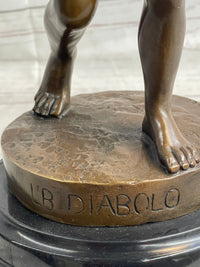 LB Diabolo Signed Goldscheider Young Boy With Sling Bronze