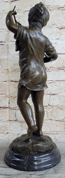 Young Girl Holding Kitten Cat - Bronze Sculpture Vintage