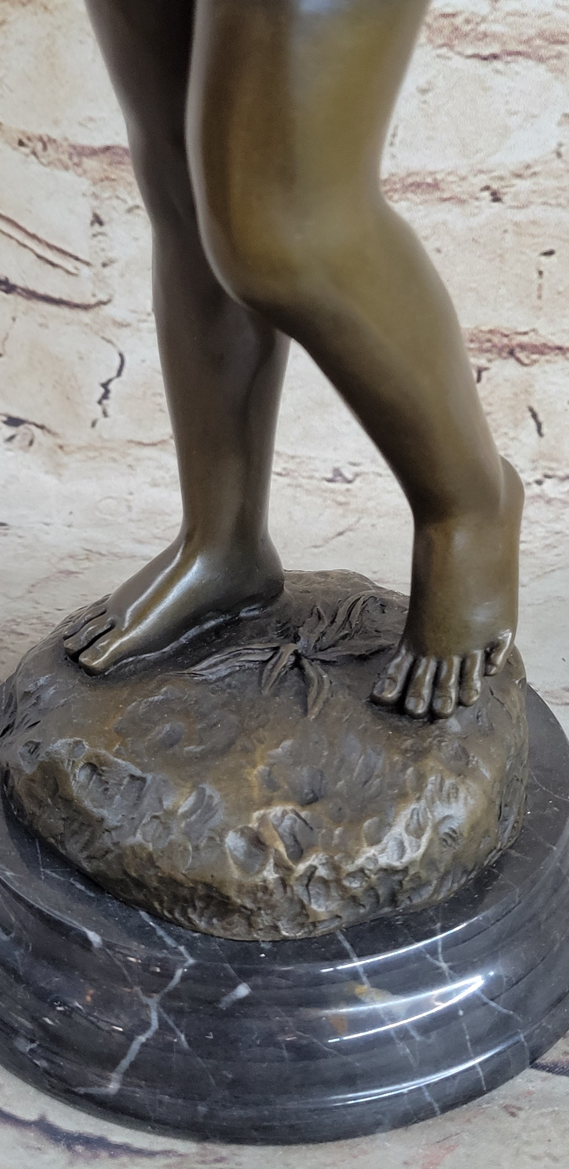 Young Girl Holding Kitten Cat - Bronze Sculpture Vintage