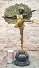 Hand Made Bronze Sculpture Phoenician Dancer by M. Pellier Peacock Design Gild