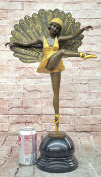 Hand Made Bronze Sculpture Phoenician Dancer by M. Pellier Peacock Design Gild