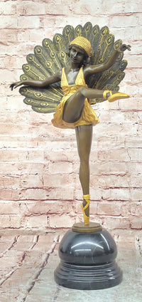 Hand Made Bronze Sculpture Phoenician Dancer by M. Pellier Peacock Design Gild