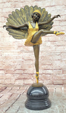 Hand Made Bronze Sculpture Phoenician Dancer by M. Pellier Peacock Design Gild