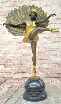 Hand Made Bronze Sculpture Phoenician Dancer by M. Pellier Peacock Design Gild