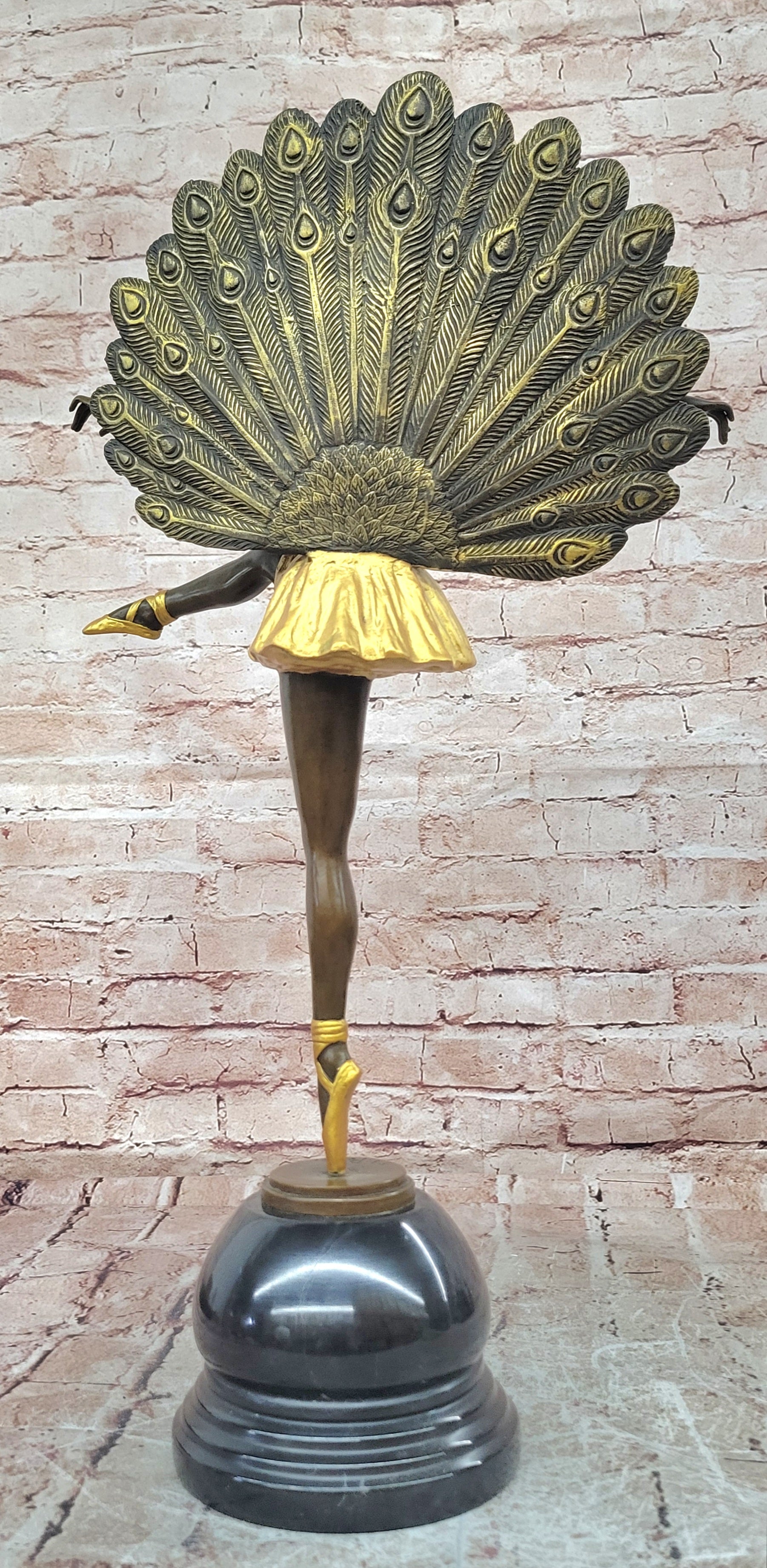 Hand Made Bronze Sculpture Phoenician Dancer by M. Pellier Peacock Design Gild