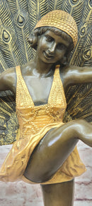 Hand Made Bronze Sculpture Phoenician Dancer by M. Pellier Peacock Design Gild