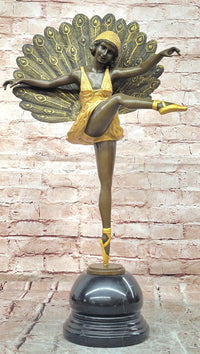 Hand Made Bronze Sculpture Phoenician Dancer by M. Pellier Peacock Design Gild