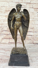 SIGNED NUDE MALE BY MICHIEL BRONZE STATUE SCULPTURE FIGURE FIGURINE DECOR