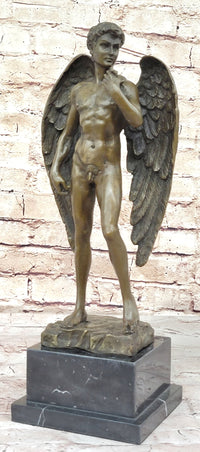 SIGNED NUDE MALE BY MICHIEL BRONZE STATUE SCULPTURE FIGURE FIGURINE DECOR